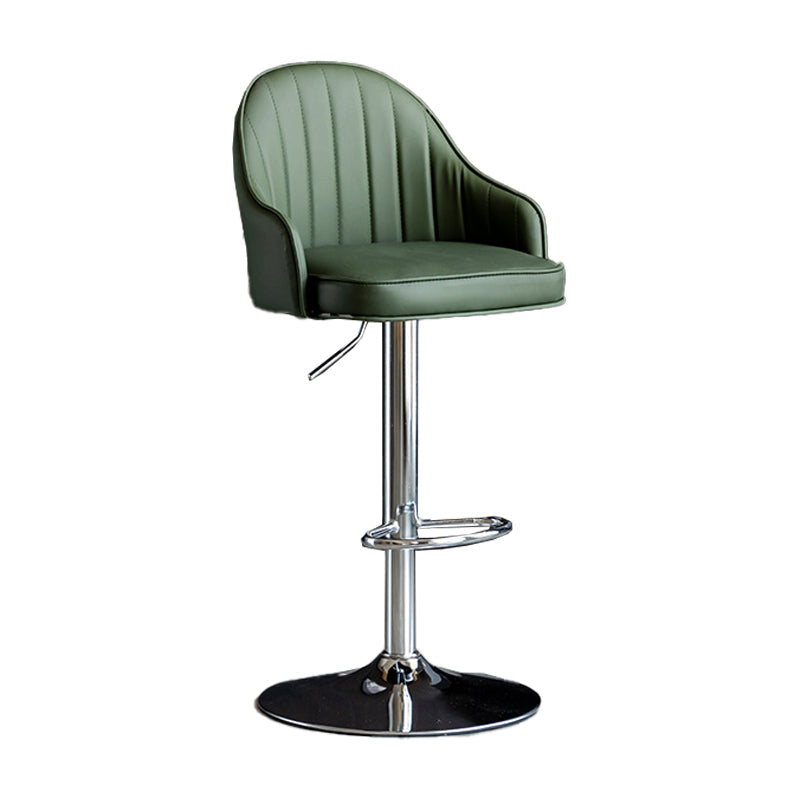 Metal Contemporary Kitchen Dining Room Arm Stool Adjustable Height Barstool Dark Green Silver 1 Piece Clearhalo 'Bar Furniture' 'Bar Stools' 'bar_stools' 'Furniture' 'furniture_bar_stools' 'Kitchen & Dining Furniture' 4758675