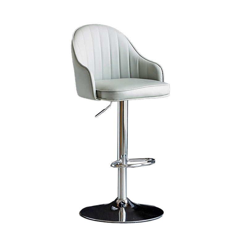 Metal Contemporary Kitchen Dining Room Arm Stool Adjustable Height Barstool Light Gray Silver 1 Piece Clearhalo 'Bar Furniture' 'Bar Stools' 'bar_stools' 'Furniture' 'furniture_bar_stools' 'Kitchen & Dining Furniture' 4758682