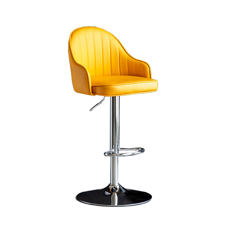 Metal Contemporary Kitchen Dining Room Arm Stool Adjustable Height Barstool Yellow Silver 1 Piece Clearhalo 'Bar Furniture' 'Bar Stools' 'bar_stools' 'Furniture' 'furniture_bar_stools' 'Kitchen & Dining Furniture' 4758686