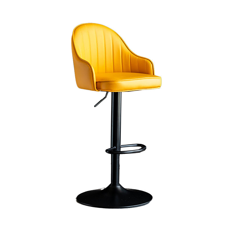 Metal Contemporary Kitchen Dining Room Arm Stool Adjustable Height Barstool Yellow Black 1 Piece Clearhalo 'Bar Furniture' 'Bar Stools' 'bar_stools' 'Furniture' 'furniture_bar_stools' 'Kitchen & Dining Furniture' 4758688