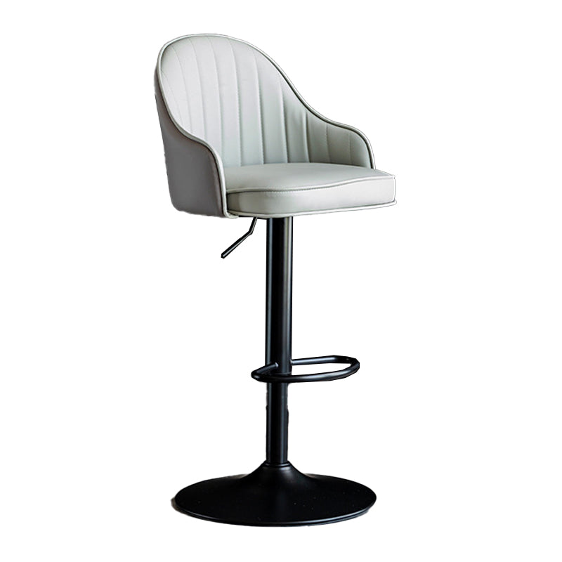Metal Contemporary Kitchen Dining Room Arm Stool Adjustable Height Barstool Light Gray Black 1 Piece Clearhalo 'Bar Furniture' 'Bar Stools' 'bar_stools' 'Furniture' 'furniture_bar_stools' 'Kitchen & Dining Furniture' 4758692