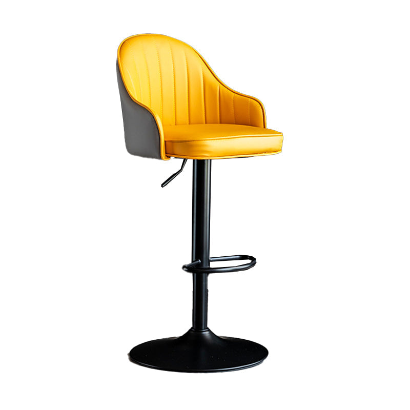Metal Contemporary Kitchen Dining Room Arm Stool Adjustable Height Barstool Yellow-Gray Black 1 Piece Clearhalo 'Bar Furniture' 'Bar Stools' 'bar_stools' 'Furniture' 'furniture_bar_stools' 'Kitchen & Dining Furniture' 4758696