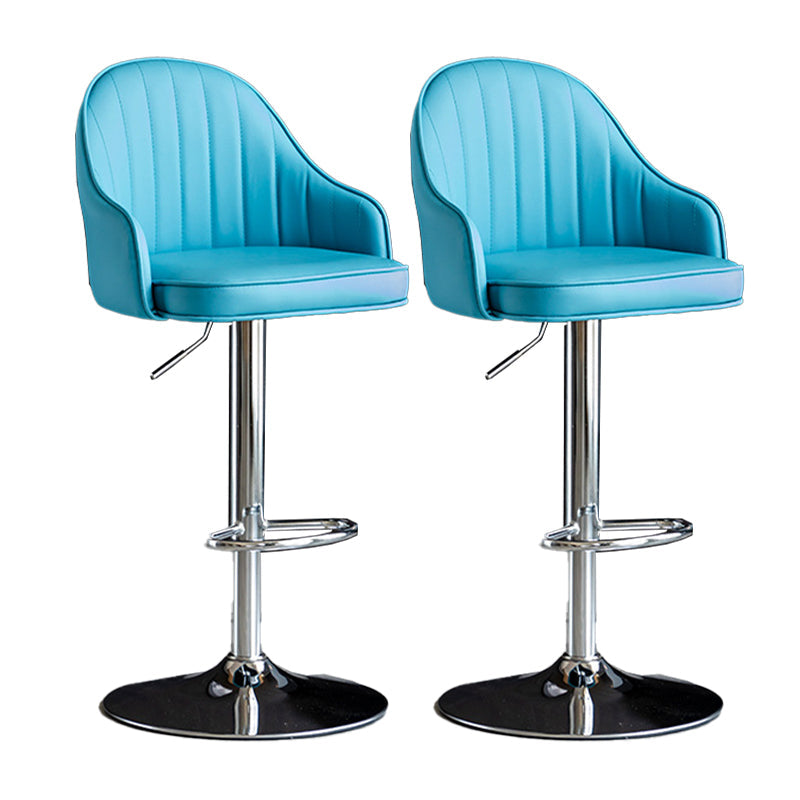 Metal Contemporary Kitchen Dining Room Arm Stool Adjustable Height Barstool Blue Silver Set of 2 Clearhalo 'Bar Furniture' 'Bar Stools' 'bar_stools' 'Furniture' 'furniture_bar_stools' 'Kitchen & Dining Furniture' 4758698