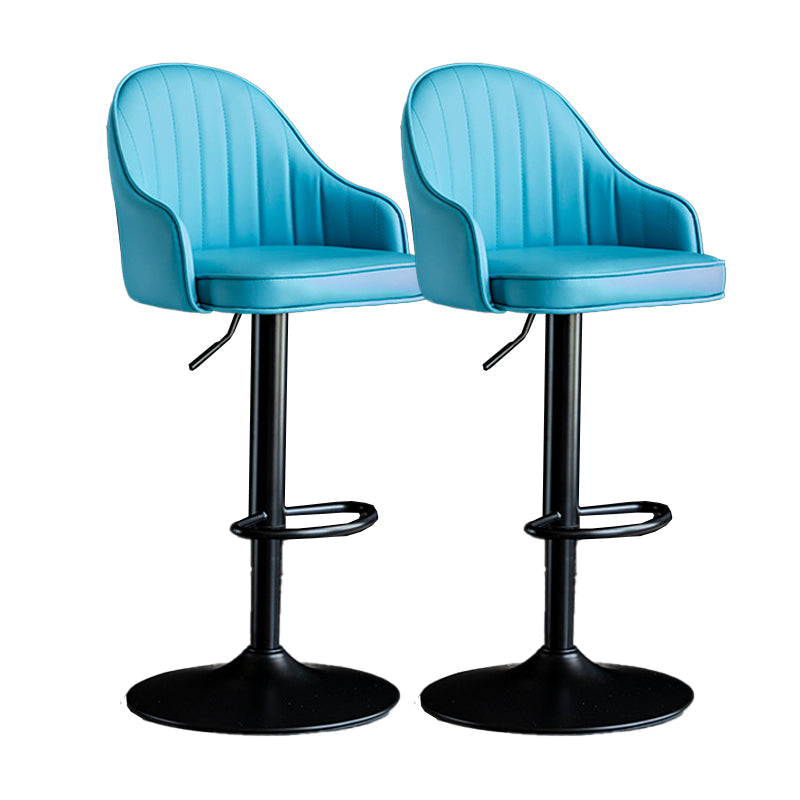 Metal Contemporary Kitchen Dining Room Arm Stool Adjustable Height Barstool Blue Black Set of 2 Clearhalo 'Bar Furniture' 'Bar Stools' 'bar_stools' 'Furniture' 'furniture_bar_stools' 'Kitchen & Dining Furniture' 4758700