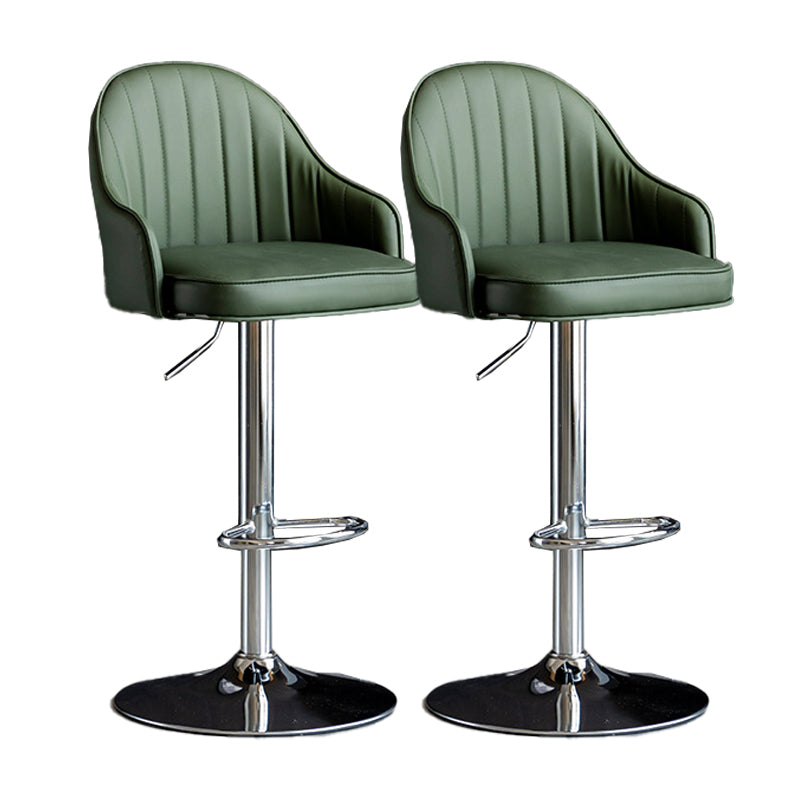 Metal Contemporary Kitchen Dining Room Arm Stool Adjustable Height Barstool Dark Green Silver Set of 2 Clearhalo 'Bar Furniture' 'Bar Stools' 'bar_stools' 'Furniture' 'furniture_bar_stools' 'Kitchen & Dining Furniture' 4758701