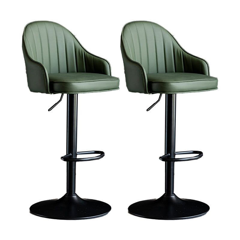 Metal Contemporary Kitchen Dining Room Arm Stool Adjustable Height Barstool Dark Green Black Set of 2 Clearhalo 'Bar Furniture' 'Bar Stools' 'bar_stools' 'Furniture' 'furniture_bar_stools' 'Kitchen & Dining Furniture' 4758702