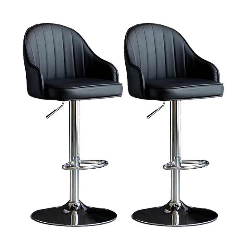 Metal Contemporary Kitchen Dining Room Arm Stool Adjustable Height Barstool Black Silver Set of 2 Clearhalo 'Bar Furniture' 'Bar Stools' 'bar_stools' 'Furniture' 'furniture_bar_stools' 'Kitchen & Dining Furniture' 4758703