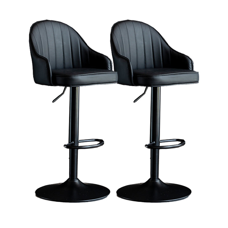 Metal Contemporary Kitchen Dining Room Arm Stool Adjustable Height Barstool Black Black Set of 2 Clearhalo 'Bar Furniture' 'Bar Stools' 'bar_stools' 'Furniture' 'furniture_bar_stools' 'Kitchen & Dining Furniture' 4758704