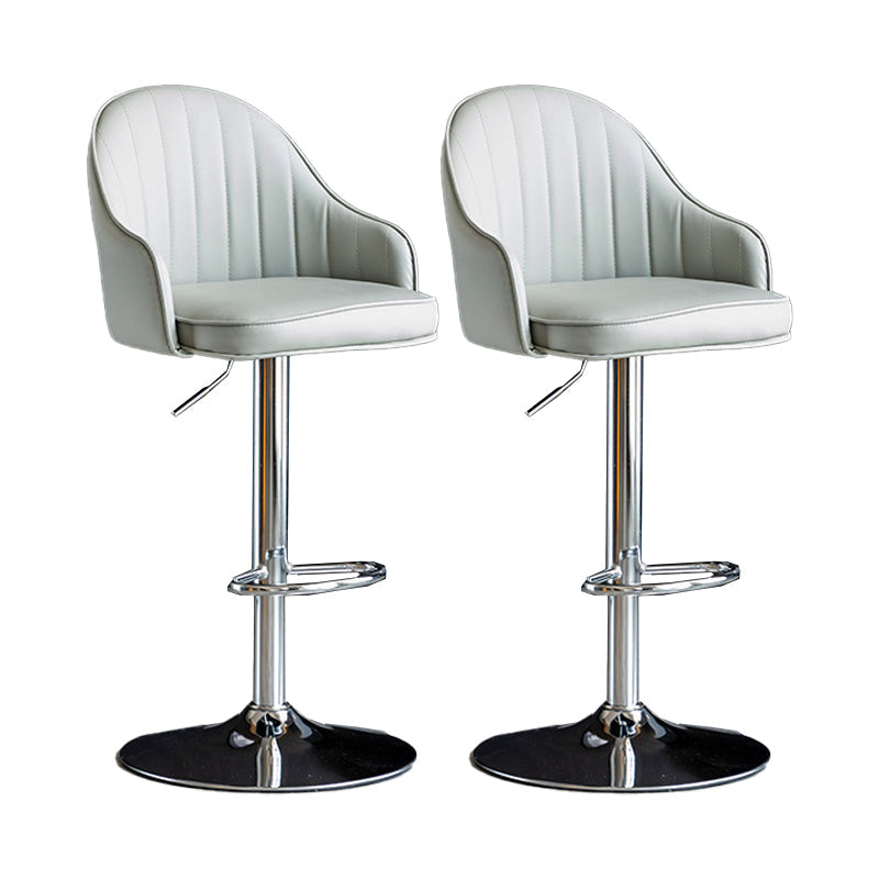 Metal Contemporary Kitchen Dining Room Arm Stool Adjustable Height Barstool Grey Silver Set of 2 Clearhalo 'Bar Furniture' 'Bar Stools' 'bar_stools' 'Furniture' 'furniture_bar_stools' 'Kitchen & Dining Furniture' 4758705