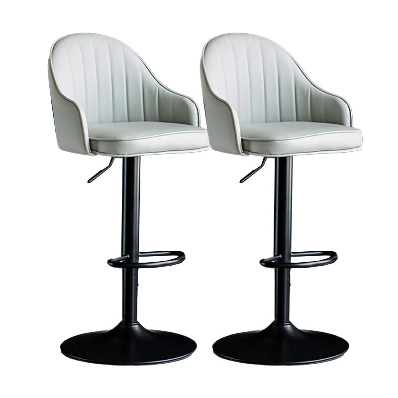 Metal Contemporary Kitchen Dining Room Arm Stool Adjustable Height Barstool Light Gray Black Set of 2 Clearhalo 'Bar Furniture' 'Bar Stools' 'bar_stools' 'Furniture' 'furniture_bar_stools' 'Kitchen & Dining Furniture' 4758706