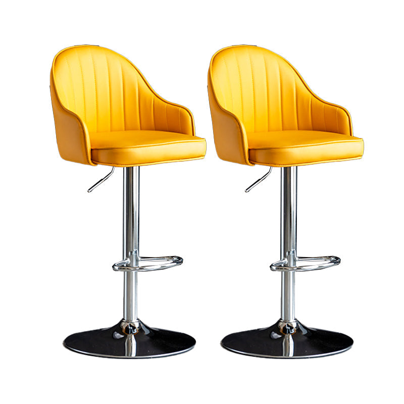 Metal Contemporary Kitchen Dining Room Arm Stool Adjustable Height Barstool Yellow Silver Set of 2 Clearhalo 'Bar Furniture' 'Bar Stools' 'bar_stools' 'Furniture' 'furniture_bar_stools' 'Kitchen & Dining Furniture' 4758707