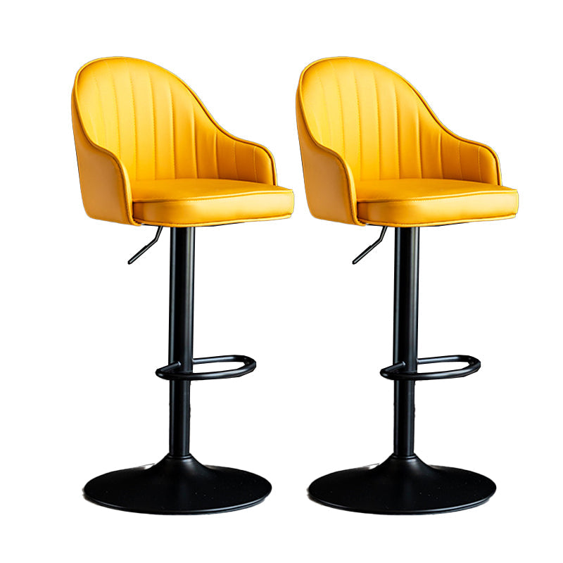 Metal Contemporary Kitchen Dining Room Arm Stool Adjustable Height Barstool Yellow Black Set of 2 Clearhalo 'Bar Furniture' 'Bar Stools' 'bar_stools' 'Furniture' 'furniture_bar_stools' 'Kitchen & Dining Furniture' 4758708