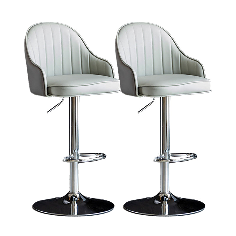 Metal Contemporary Kitchen Dining Room Arm Stool Adjustable Height Barstool Light Gray Silver Set of 2 Clearhalo 'Bar Furniture' 'Bar Stools' 'bar_stools' 'Furniture' 'furniture_bar_stools' 'Kitchen & Dining Furniture' 4758709