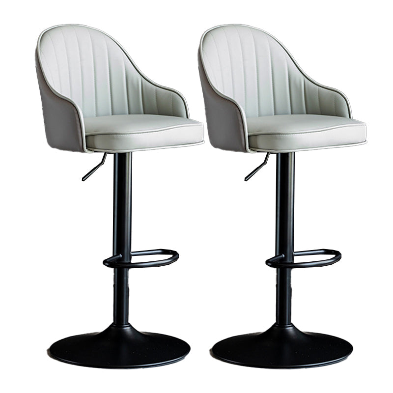 Metal Contemporary Kitchen Dining Room Arm Stool Adjustable Height Barstool Grey Black Set of 2 Clearhalo 'Bar Furniture' 'Bar Stools' 'bar_stools' 'Furniture' 'furniture_bar_stools' 'Kitchen & Dining Furniture' 4758710