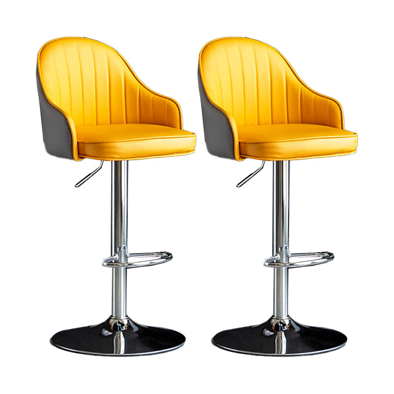 Metal Contemporary Kitchen Dining Room Arm Stool Adjustable Height Barstool Yellow-Gray Silver Set of 2 Clearhalo 'Bar Furniture' 'Bar Stools' 'bar_stools' 'Furniture' 'furniture_bar_stools' 'Kitchen & Dining Furniture' 4758711