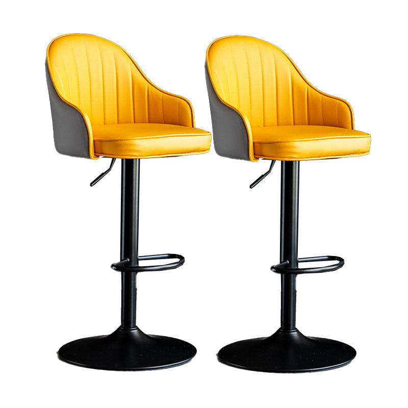 Metal Contemporary Kitchen Dining Room Arm Stool Adjustable Height Barstool Yellow-Gray Black Set of 2 Clearhalo 'Bar Furniture' 'Bar Stools' 'bar_stools' 'Furniture' 'furniture_bar_stools' 'Kitchen & Dining Furniture' 4758712