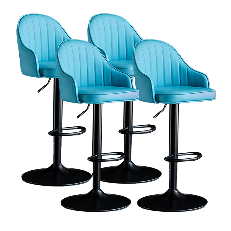 Metal Contemporary Kitchen Dining Room Arm Stool Adjustable Height Barstool Blue Black Set of 4 Clearhalo 'Bar Furniture' 'Bar Stools' 'bar_stools' 'Furniture' 'furniture_bar_stools' 'Kitchen & Dining Furniture' 4758714
