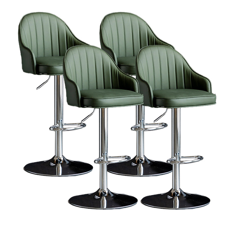 Metal Contemporary Kitchen Dining Room Arm Stool Adjustable Height Barstool Dark Green Silver Set of 4 Clearhalo 'Bar Furniture' 'Bar Stools' 'bar_stools' 'Furniture' 'furniture_bar_stools' 'Kitchen & Dining Furniture' 4758715