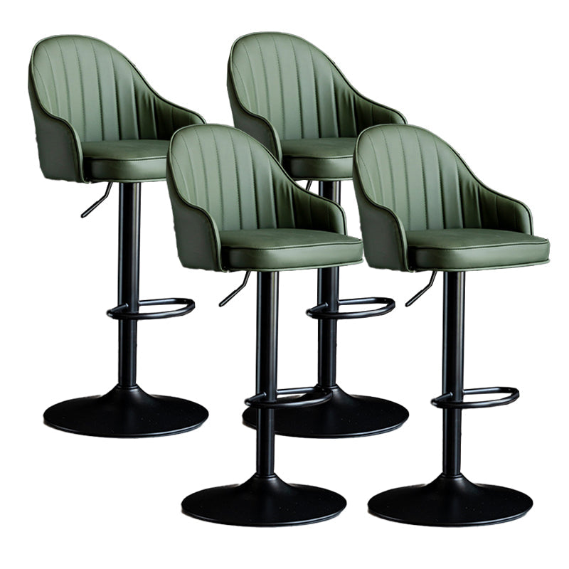 Metal Contemporary Kitchen Dining Room Arm Stool Adjustable Height Barstool Dark Green Black Set of 4 Clearhalo 'Bar Furniture' 'Bar Stools' 'bar_stools' 'Furniture' 'furniture_bar_stools' 'Kitchen & Dining Furniture' 4758716