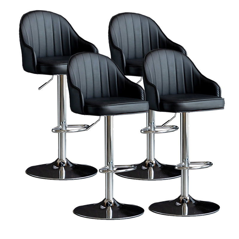 Metal Contemporary Kitchen Dining Room Arm Stool Adjustable Height Barstool Black Silver Set of 4 Clearhalo 'Bar Furniture' 'Bar Stools' 'bar_stools' 'Furniture' 'furniture_bar_stools' 'Kitchen & Dining Furniture' 4758717