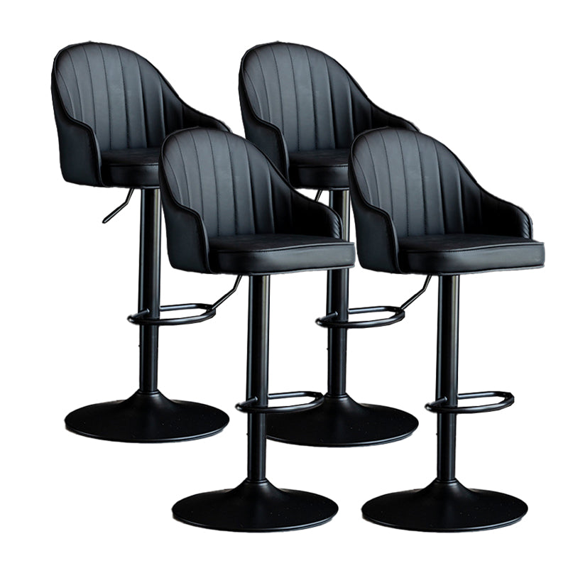 Metal Contemporary Kitchen Dining Room Arm Stool Adjustable Height Barstool Black Black Set of 4 Clearhalo 'Bar Furniture' 'Bar Stools' 'bar_stools' 'Furniture' 'furniture_bar_stools' 'Kitchen & Dining Furniture' 4758718