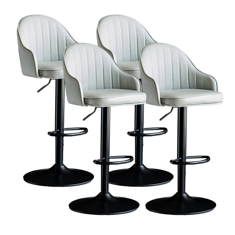 Metal Contemporary Kitchen Dining Room Arm Stool Adjustable Height Barstool Light Gray Black Set of 4 Clearhalo 'Bar Furniture' 'Bar Stools' 'bar_stools' 'Furniture' 'furniture_bar_stools' 'Kitchen & Dining Furniture' 4758720