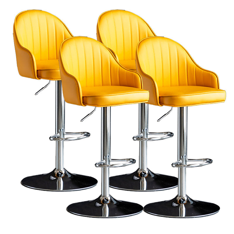 Metal Contemporary Kitchen Dining Room Arm Stool Adjustable Height Barstool Yellow Silver Set of 4 Clearhalo 'Bar Furniture' 'Bar Stools' 'bar_stools' 'Furniture' 'furniture_bar_stools' 'Kitchen & Dining Furniture' 4758721