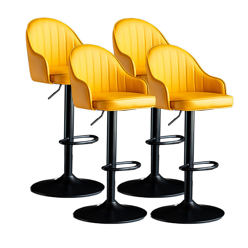 Metal Contemporary Kitchen Dining Room Arm Stool Adjustable Height Barstool Yellow Black Set of 4 Clearhalo 'Bar Furniture' 'Bar Stools' 'bar_stools' 'Furniture' 'furniture_bar_stools' 'Kitchen & Dining Furniture' 4758722