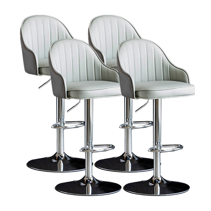 Metal Contemporary Kitchen Dining Room Arm Stool Adjustable Height Barstool Grey Silver Set of 4 Clearhalo 'Bar Furniture' 'Bar Stools' 'bar_stools' 'Furniture' 'furniture_bar_stools' 'Kitchen & Dining Furniture' 4758723