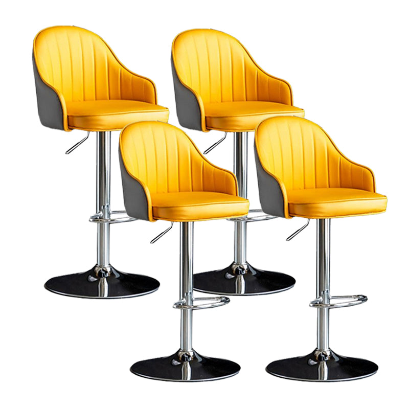 Metal Contemporary Kitchen Dining Room Arm Stool Adjustable Height Barstool Yellow-Gray Silver Set of 4 Clearhalo 'Bar Furniture' 'Bar Stools' 'bar_stools' 'Furniture' 'furniture_bar_stools' 'Kitchen & Dining Furniture' 4758725