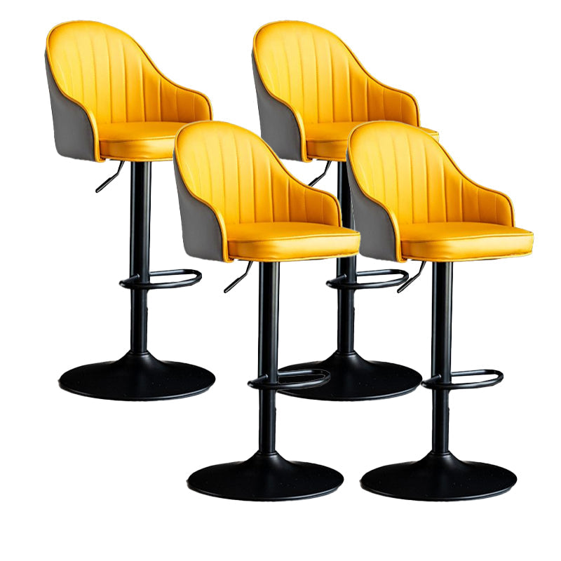 Metal Contemporary Kitchen Dining Room Arm Stool Adjustable Height Barstool Yellow-Gray Black Set of 4 Clearhalo 'Bar Furniture' 'Bar Stools' 'bar_stools' 'Furniture' 'furniture_bar_stools' 'Kitchen & Dining Furniture' 4758726