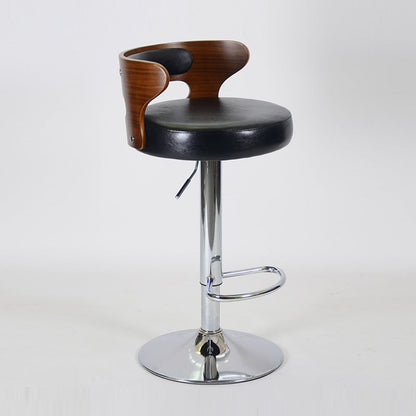 Contemporary Liftable Bar Stool Round Counter Bar Stool with Metal Legs Black-Brown 1 Piece Clearhalo 'Bar Furniture' 'Bar Stools' 'bar_stools' 'Furniture' 'furniture_bar_stools' 'Kitchen & Dining Furniture' 4758729