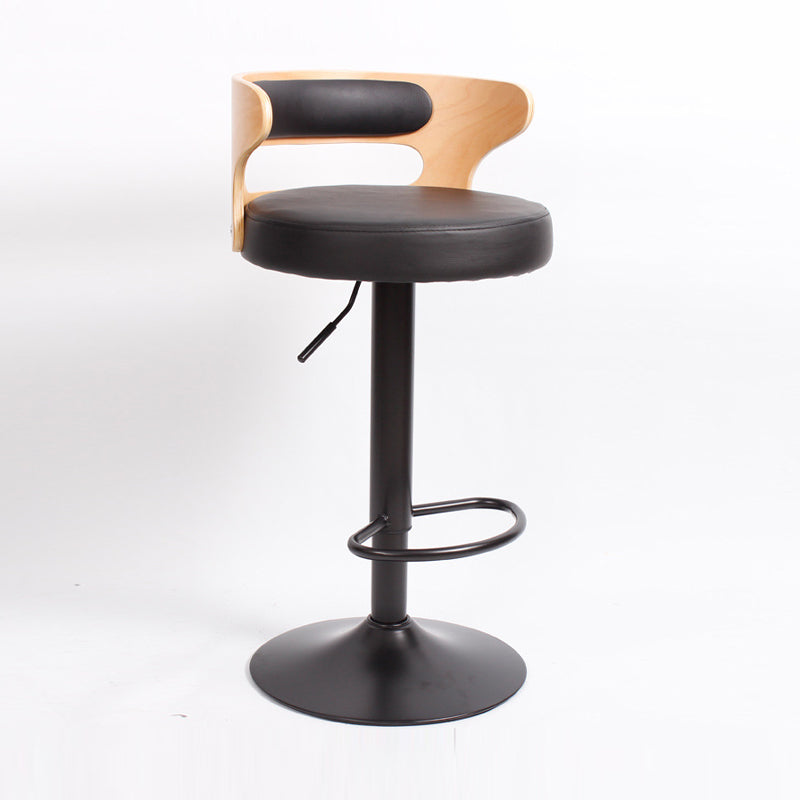 Contemporary Liftable Bar Stool Round Counter Bar Stool with Metal Legs Black 1 Piece Clearhalo 'Bar Furniture' 'Bar Stools' 'bar_stools' 'Furniture' 'furniture_bar_stools' 'Kitchen & Dining Furniture' 4758730