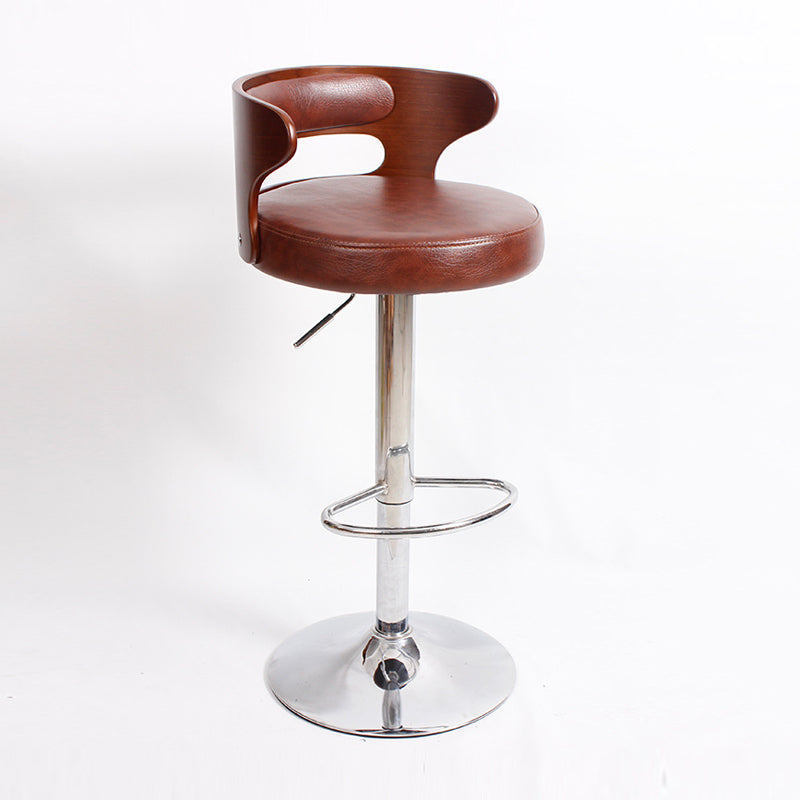 Contemporary Liftable Bar Stool Round Counter Bar Stool with Metal Legs Light Brown 1 Piece Clearhalo 'Bar Furniture' 'Bar Stools' 'bar_stools' 'Furniture' 'furniture_bar_stools' 'Kitchen & Dining Furniture' 4758732