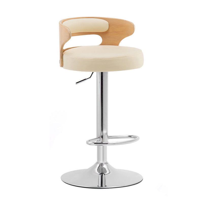 Contemporary Liftable Bar Stool Round Counter Bar Stool with Metal Legs Off-White 1 Piece Clearhalo 'Bar Furniture' 'Bar Stools' 'bar_stools' 'Furniture' 'furniture_bar_stools' 'Kitchen & Dining Furniture' 4758735