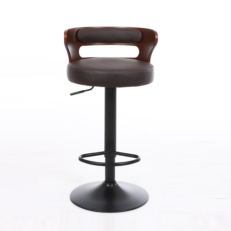 Contemporary Liftable Bar Stool Round Counter Bar Stool with Metal Legs Dark Brown 1 Piece Clearhalo 'Bar Furniture' 'Bar Stools' 'bar_stools' 'Furniture' 'furniture_bar_stools' 'Kitchen & Dining Furniture' 4758741