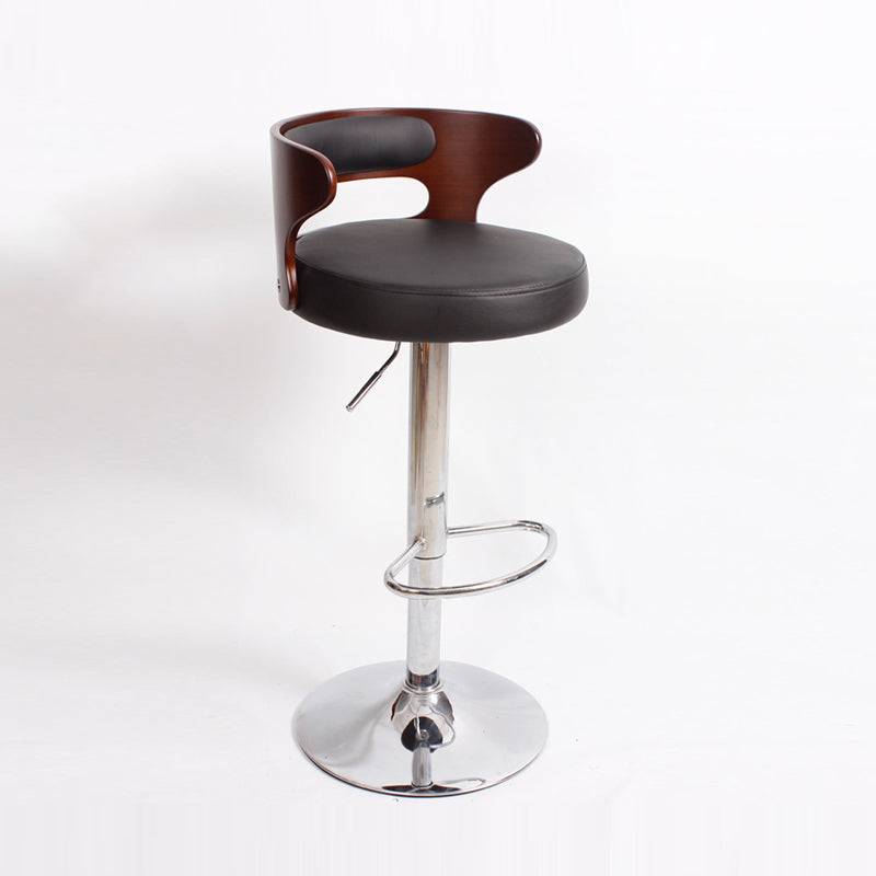 Contemporary Liftable Bar Stool Round Counter Bar Stool with Metal Legs Textured Black 1 Piece Clearhalo 'Bar Furniture' 'Bar Stools' 'bar_stools' 'Furniture' 'furniture_bar_stools' 'Kitchen & Dining Furniture' 4758748