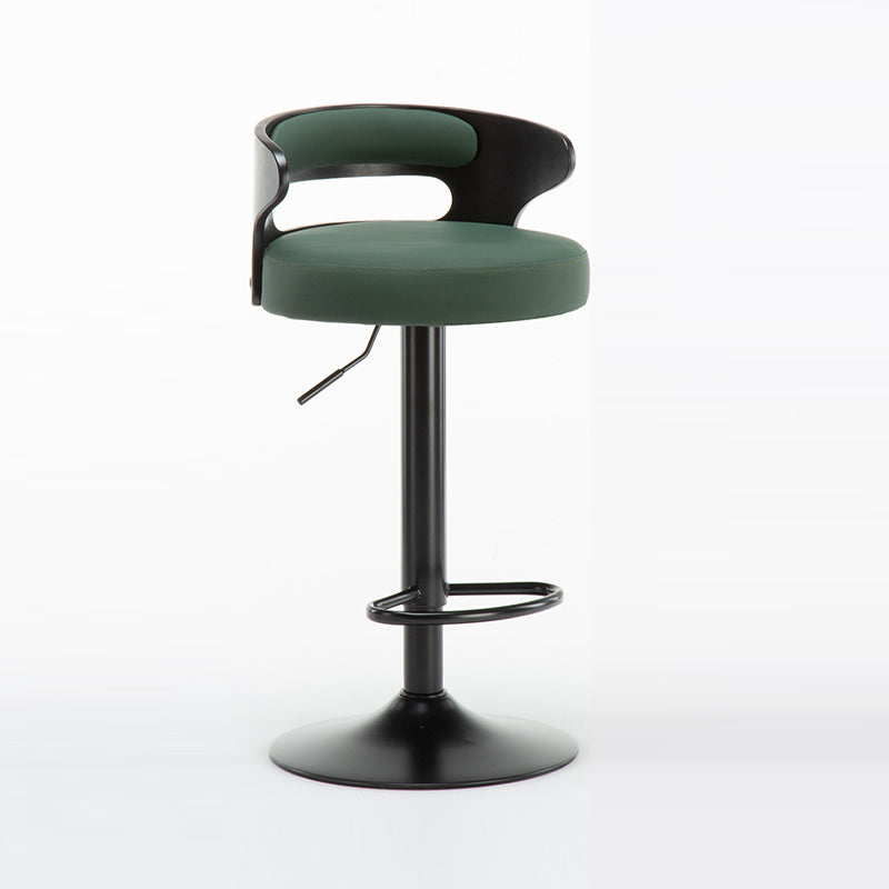 Contemporary Liftable Bar Stool Round Counter Bar Stool with Metal Legs Blackish Green 1 Piece Clearhalo 'Bar Furniture' 'Bar Stools' 'bar_stools' 'Furniture' 'furniture_bar_stools' 'Kitchen & Dining Furniture' 4758750