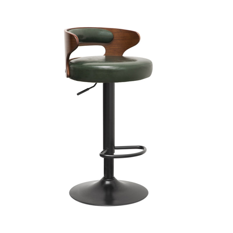 Contemporary Liftable Bar Stool Round Counter Bar Stool with Metal Legs Dark Green 1 Piece Clearhalo 'Bar Furniture' 'Bar Stools' 'bar_stools' 'Furniture' 'furniture_bar_stools' 'Kitchen & Dining Furniture' 4758754