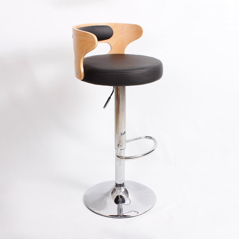 Contemporary Liftable Bar Stool Round Counter Bar Stool with Metal Legs Gloss Black 1 Piece Clearhalo 'Bar Furniture' 'Bar Stools' 'bar_stools' 'Furniture' 'furniture_bar_stools' 'Kitchen & Dining Furniture' 4758755