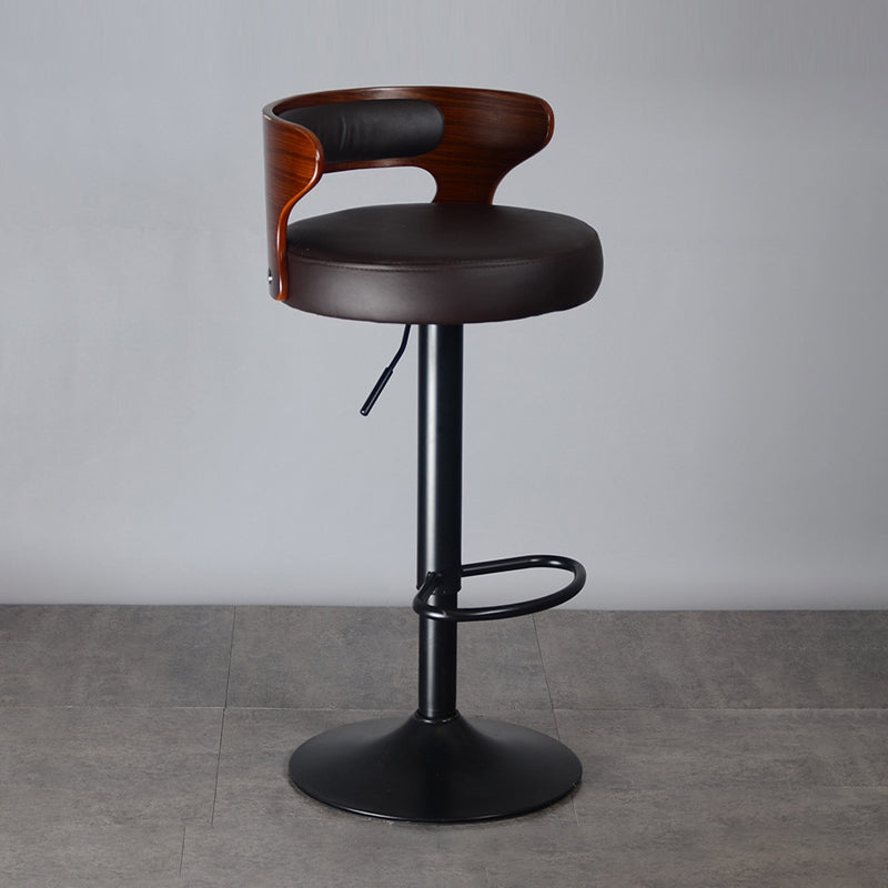 Contemporary Liftable Bar Stool Round Counter Bar Stool with Metal Legs Brown-Black 1 Piece Clearhalo 'Bar Furniture' 'Bar Stools' 'bar_stools' 'Furniture' 'furniture_bar_stools' 'Kitchen & Dining Furniture' 4758756