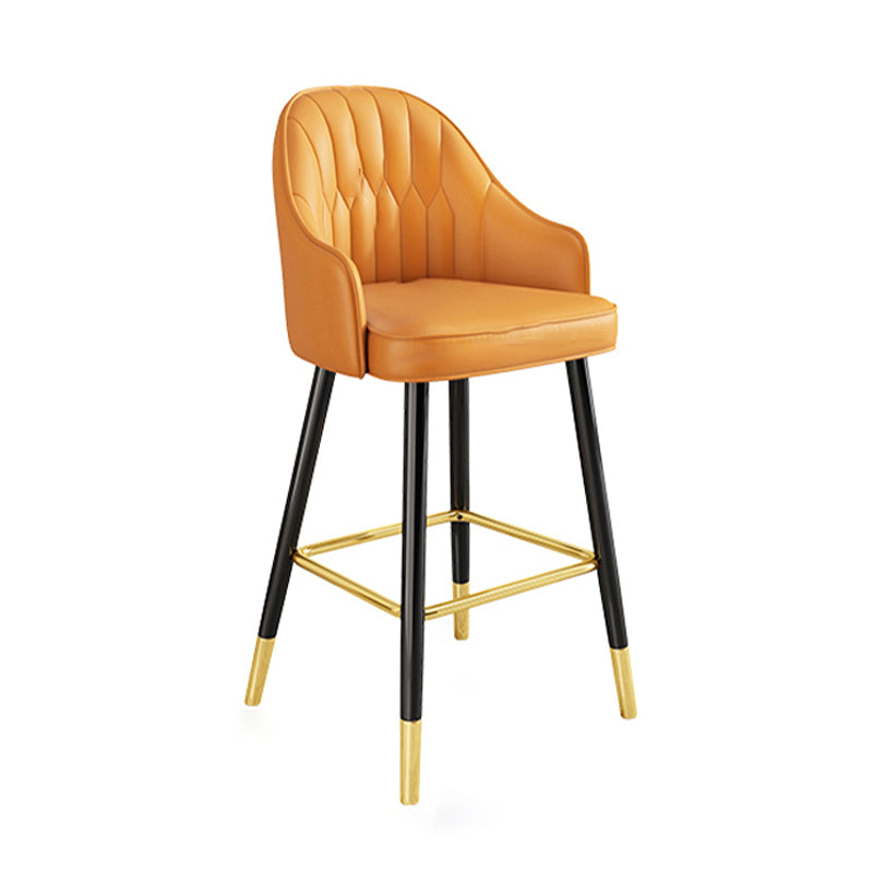 Scandinavian Style Armed Low Back Stools for Home Leather Counter Stool Yellow 1 Piece Clearhalo 'Bar Furniture' 'Bar Stools' 'bar_stools' 'furn' 'furn_bar_stools' 'Furniture' 'furniture_bar_stools' 'Kitchen & Dining Furniture' 4758759