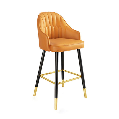 Scandinavian Style Armed Low Back Stools for Home Leather Counter Stool Yellow 1 Piece Clearhalo 'Bar Furniture' 'Bar Stools' 'bar_stools' 'furn' 'furn_bar_stools' 'Furniture' 'furniture_bar_stools' 'Kitchen & Dining Furniture' 4758759