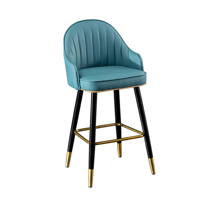 Scandinavian Style Armed Low Back Stools for Home Leather Counter Stool Blue 1 Piece Counter Stool(26"H) Clearhalo 'Bar Furniture' 'Bar Stools' 'bar_stools' 'furn' 'furn_bar_stools' 'Furniture' 'furniture_bar_stools' 'Kitchen & Dining Furniture' 4758760