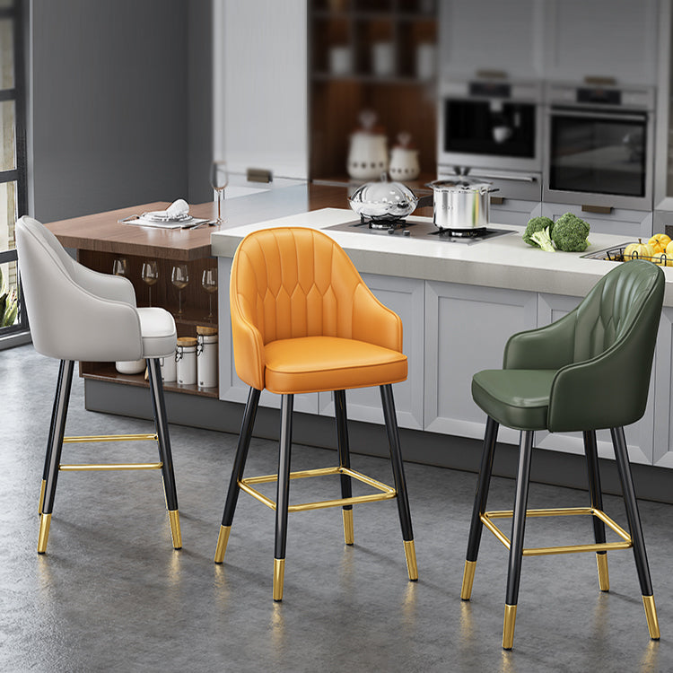 Scandinavian Style Armed Low Back Stools for Home Leather Counter Stool Clearhalo 'Bar Furniture' 'Bar Stools' 'bar_stools' 'furn' 'furn_bar_stools' 'Furniture' 'furniture_bar_stools' 'Kitchen & Dining Furniture' 4758761