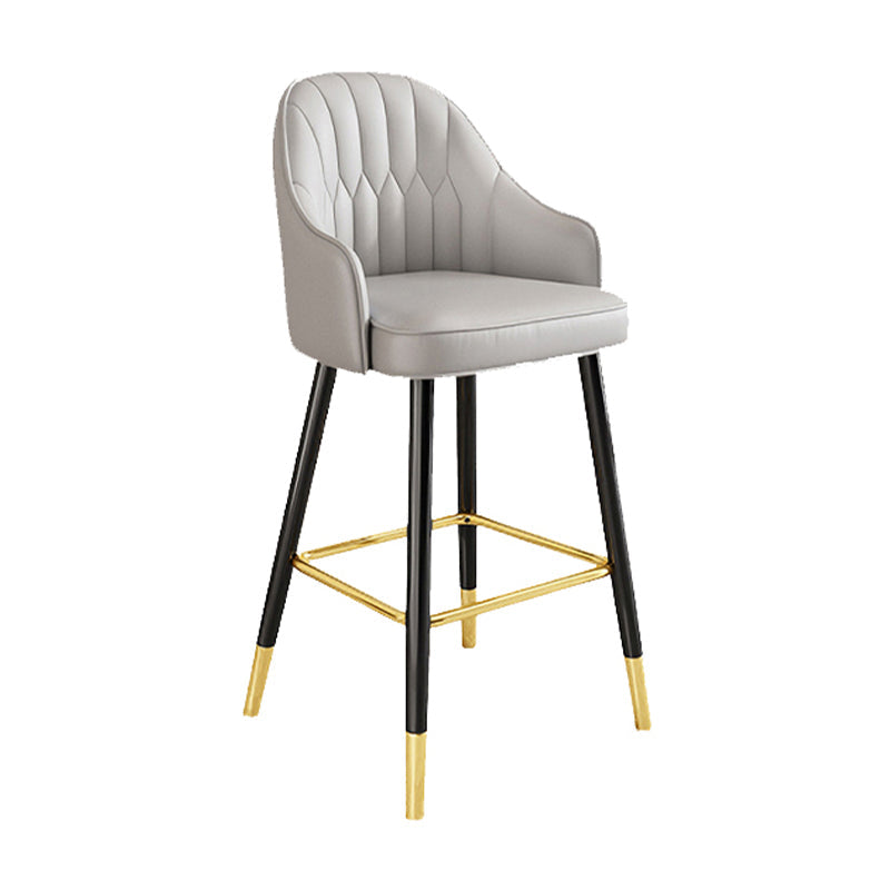 Scandinavian Style Armed Low Back Stools for Home Leather Counter Stool Grey 1 Piece Bar Stool(30"H) Clearhalo 'Bar Furniture' 'Bar Stools' 'bar_stools' 'furn' 'furn_bar_stools' 'Furniture' 'furniture_bar_stools' 'Kitchen & Dining Furniture' 4758762