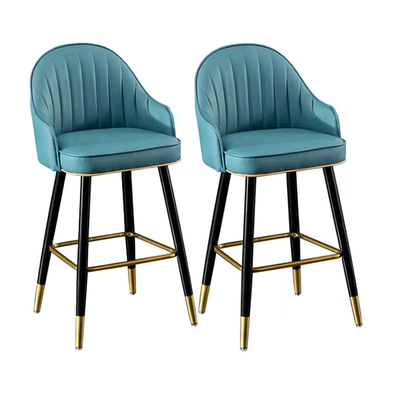Scandinavian Style Armed Low Back Stools for Home Leather Counter Stool Blue 2 Piece Set Counter Stool(26"H) Clearhalo 'Bar Furniture' 'Bar Stools' 'bar_stools' 'furn' 'furn_bar_stools' 'Furniture' 'furniture_bar_stools' 'Kitchen & Dining Furniture' 4758767