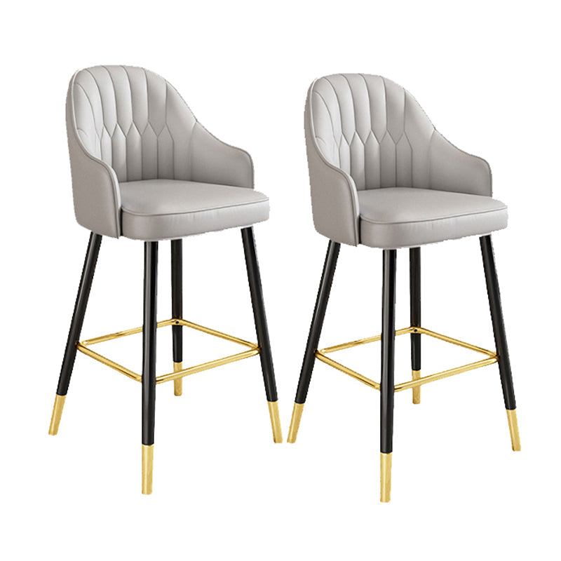 Scandinavian Style Armed Low Back Stools for Home Leather Counter Stool Grey 2 Piece Set Bar Stool(30"H) Clearhalo 'Bar Furniture' 'Bar Stools' 'bar_stools' 'furn' 'furn_bar_stools' 'Furniture' 'furniture_bar_stools' 'Kitchen & Dining Furniture' 4758768