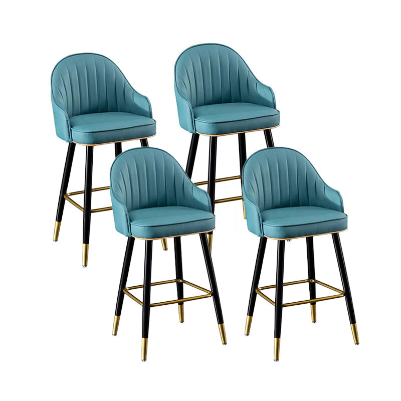 Scandinavian Style Armed Low Back Stools for Home Leather Counter Stool Blue 4 Piece Set Counter Stool(26"H) Clearhalo 'Bar Furniture' 'Bar Stools' 'bar_stools' 'furn' 'furn_bar_stools' 'Furniture' 'furniture_bar_stools' 'Kitchen & Dining Furniture' 4758773