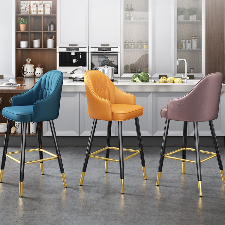 Scandinavian Style Armed Low Back Stools for Home Leather Counter Stool Clearhalo 'Bar Furniture' 'Bar Stools' 'bar_stools' 'furn' 'furn_bar_stools' 'Furniture' 'furniture_bar_stools' 'Kitchen & Dining Furniture' 4758775